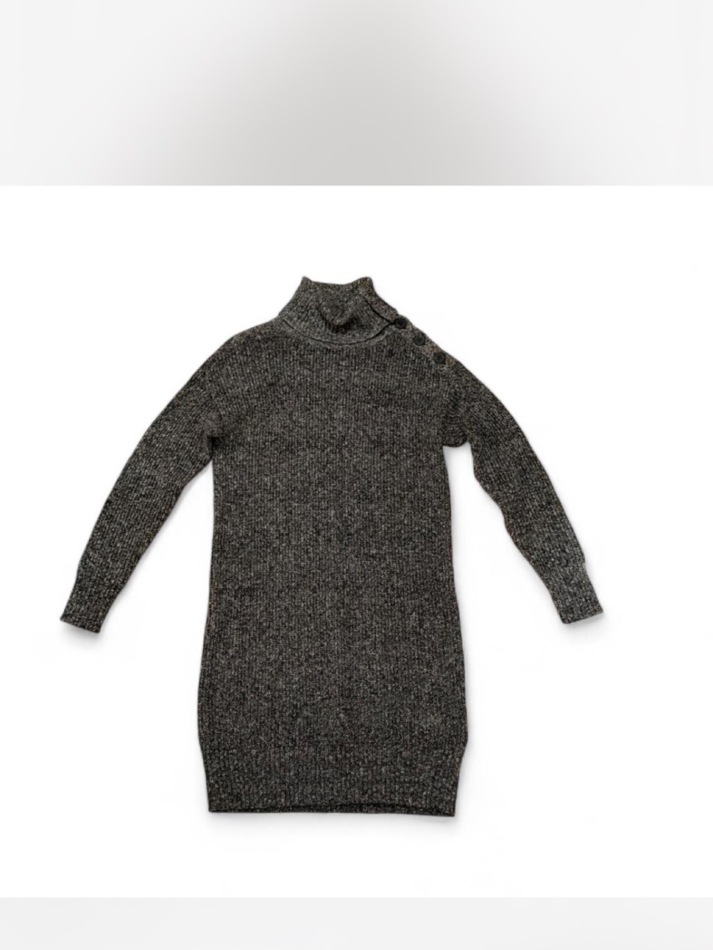 Michael Stars Charcoal Gray Button-Shoulder Turtleneck Sweater Dress